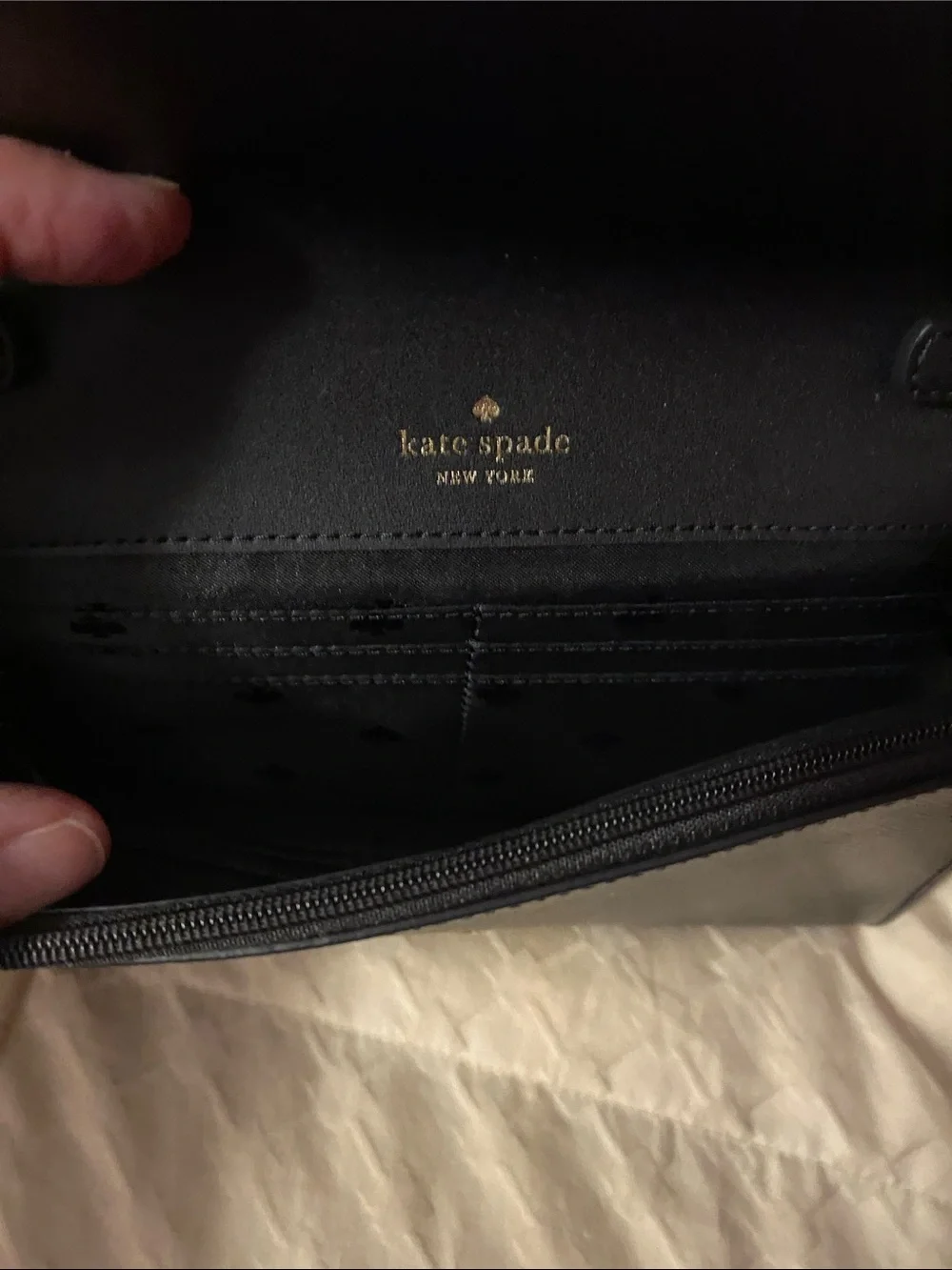 kate spade NY Perry Black Crossbody with Silver Logo Plaque